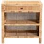 7_Bella 30"W Natural Brown Wood Rattan 1-Drawer Console Table more views