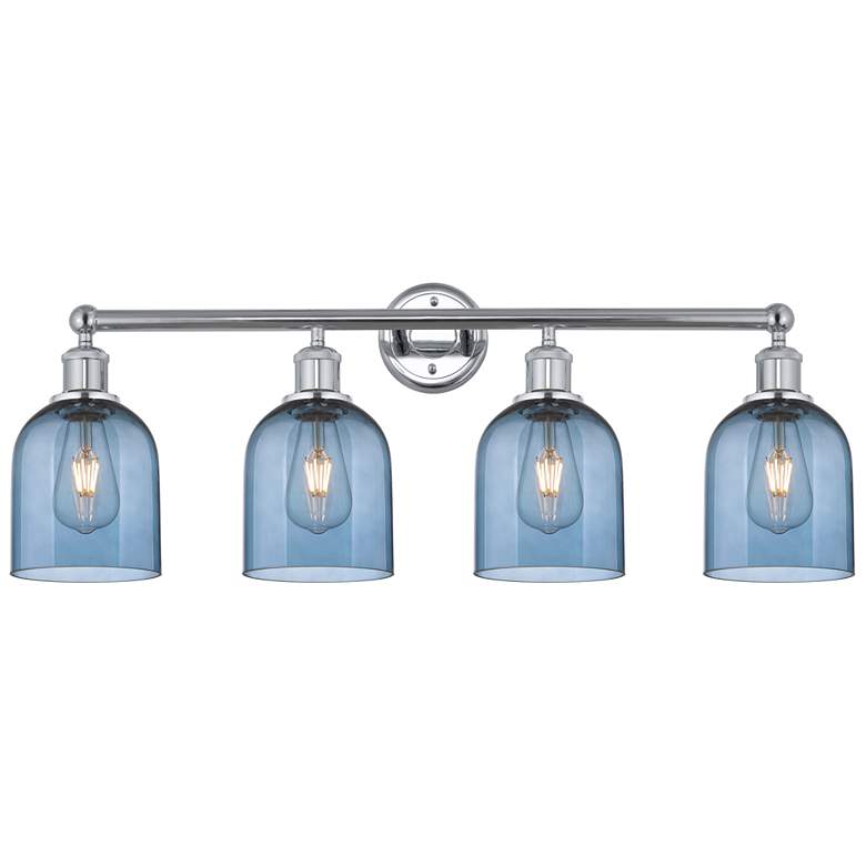 Image 1 Bella 32 1/2" Wide Chrome 4-Light Bath Light w/ Blue Glass
