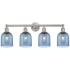 Bella 32 1/2"W Satin Nickel 4-Light Bath Light w/ Blue Glass