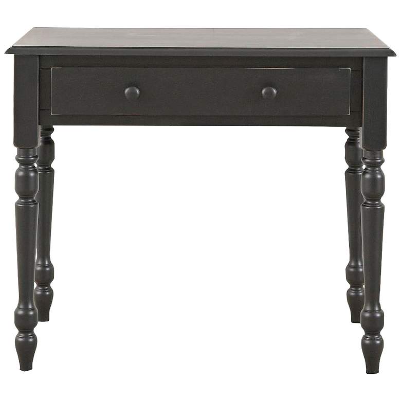 Image 2 Bella 34" Wide Antique Black Wood 1-Drawer Desk