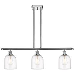 Bella 36" Wide Chrome and Clear Glass 3-Light Island Pendant