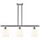 Bella 36"W 3-Light Satin Nickel Stem Island Light w/ Gloss White Shade