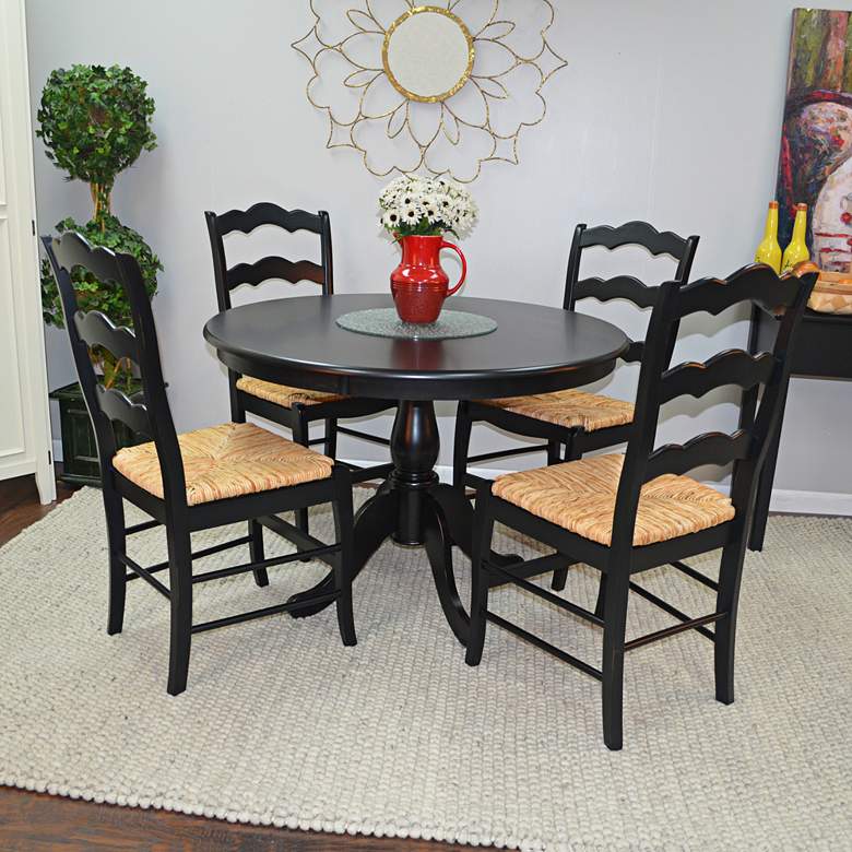 Image 3 Bella 42 inch Wide Antique Black Round Pedestal Dining Table more views