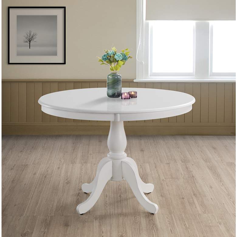 Image 1 Bella 42 inch Wide Pure White Round Wood Pedestal Dining Table