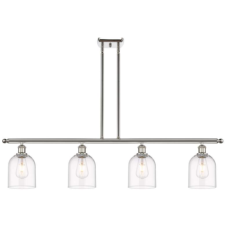 Image 1 Bella 48"W 4-Light Polished Nickel Stem Island Light w/ Clear Shade