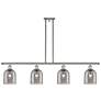 Bella 48"W 4-Light Polished Nickel Stem Island Light w/ Smoke Shade
