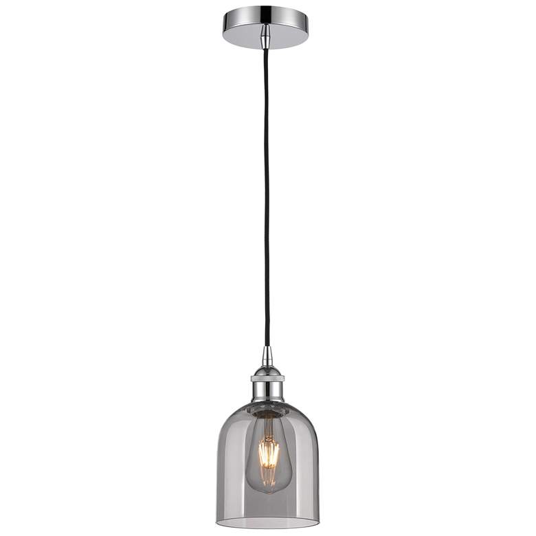 Image 1 Bella 5 1/2"W Polished Chrome Mini Pendant w/ Smoke Glass