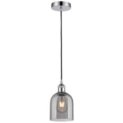 Bella 5 1/2"W Polished Chrome Mini Pendant w/ Smoke Glass