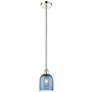 1_Bella 5 1/2"W Polished Nickel and Blue Glass Mini Pendant