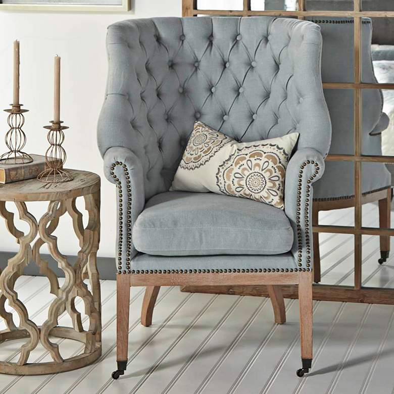 Image 6 Bella Antique Clover 23 1/2" High Smoke Gray Wood End Table more views