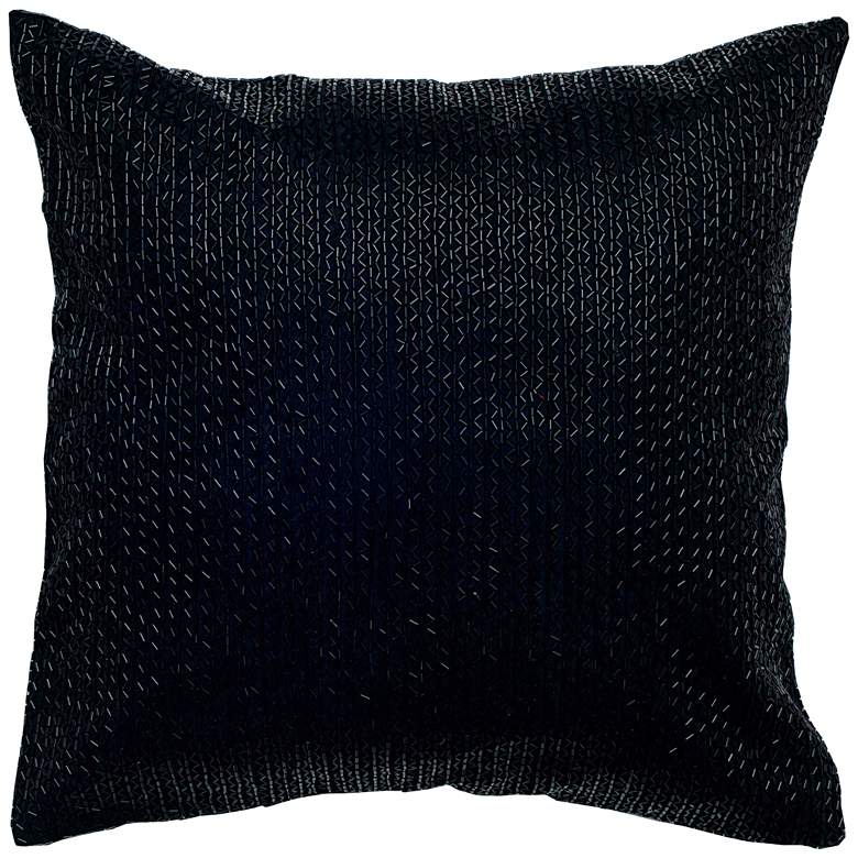 Image 1 Bella Black Zigzag Solid 18 inch Square Beaded Throw Pillow 