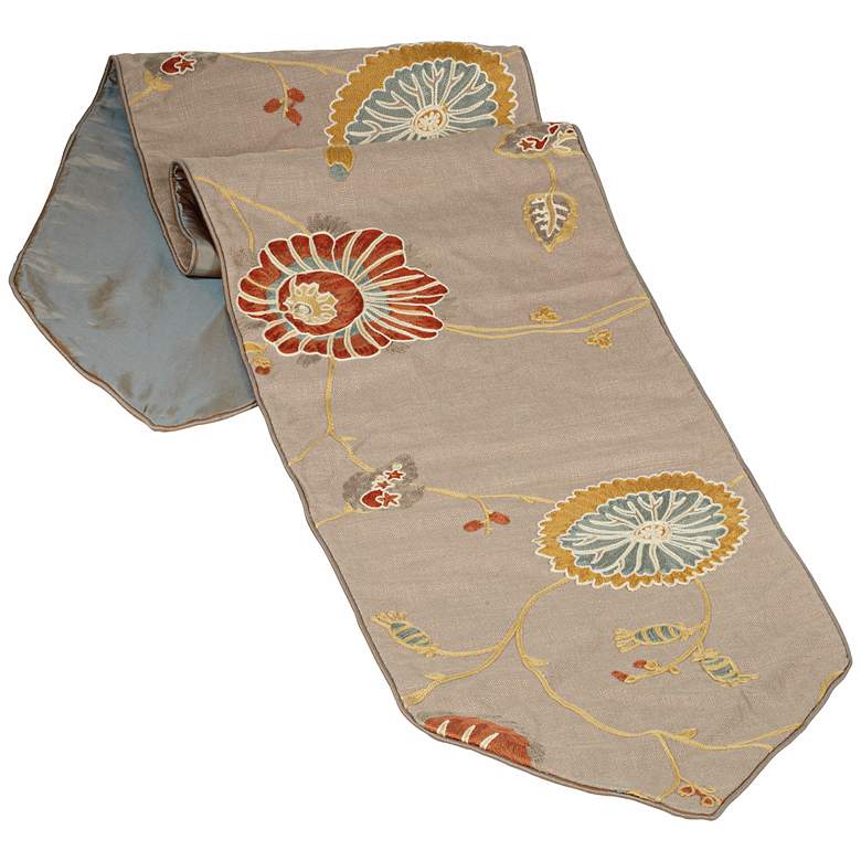 Image 1 Bella Collection Fabric Floral Embroidered Table Runner
