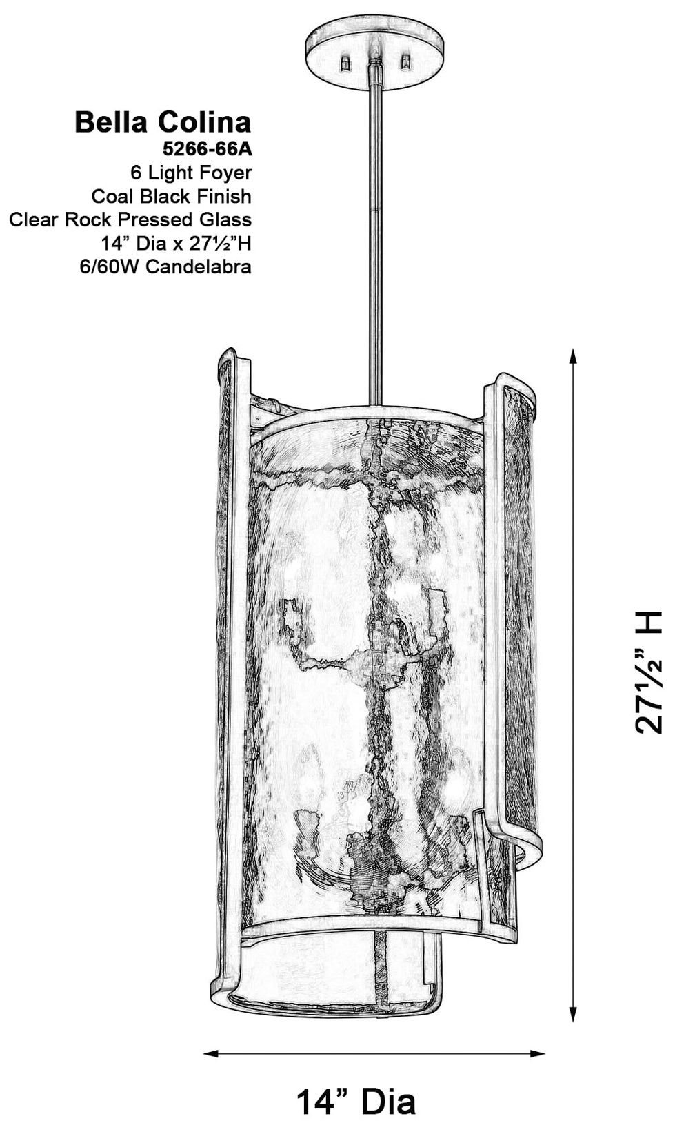 Image 5 Bella Collina 14" Wide Coal Black 6-Light Pendant more views