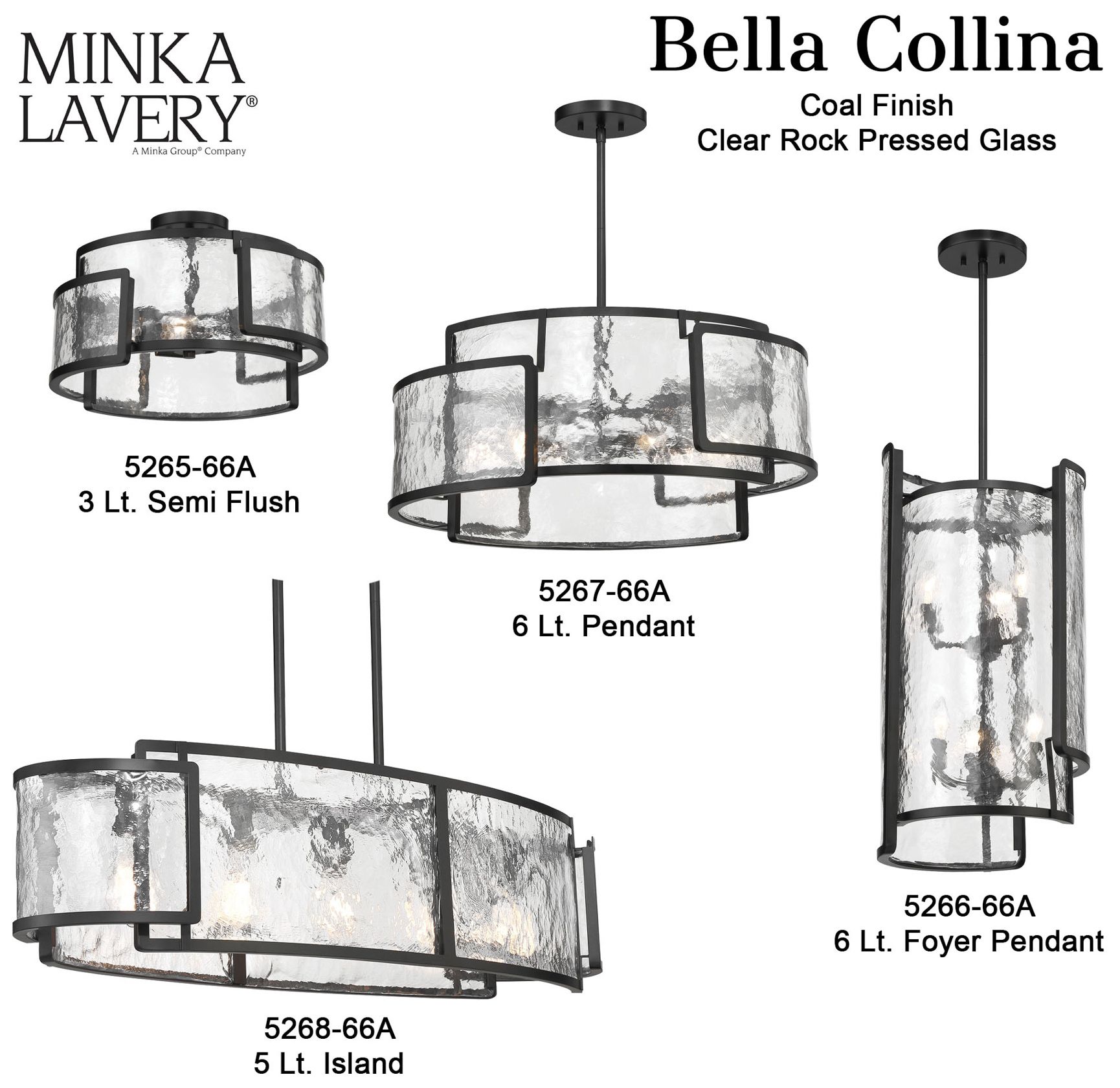 Bella Collina 14" Wide Coal Black 6-Light Pendant