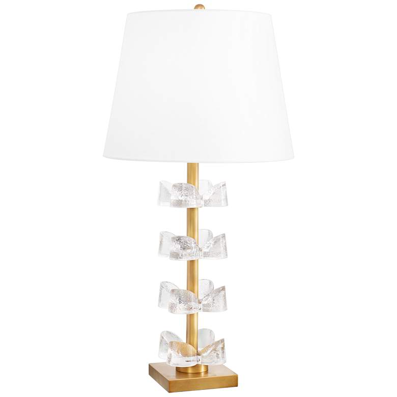 Image 1 Bella Natural Brass Glass Flowers Table Lamp