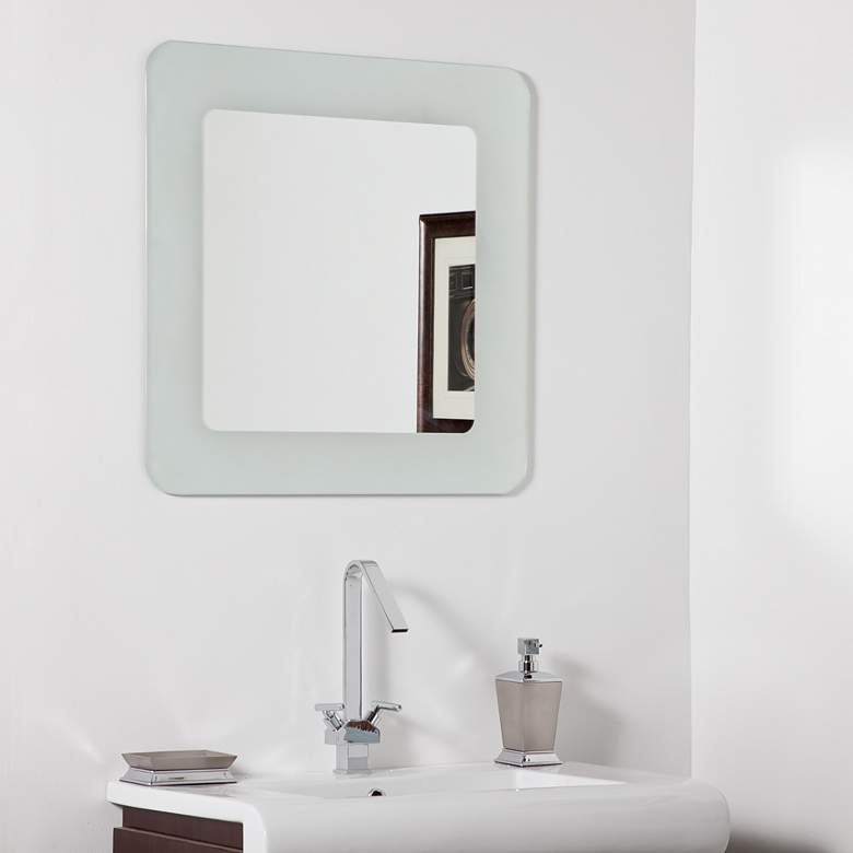 Image 1 Bella Sandblasted 27 1/2" Square Bathroom Wall Mirror