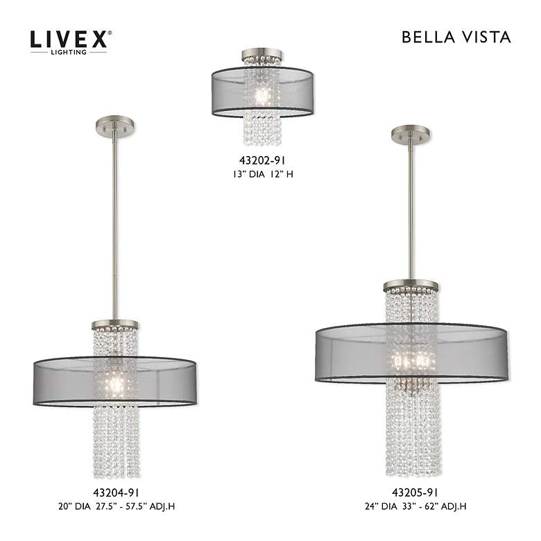 Image 3 Bella Vista 1 Light Brushed Nickel Ceiling Mount more views
