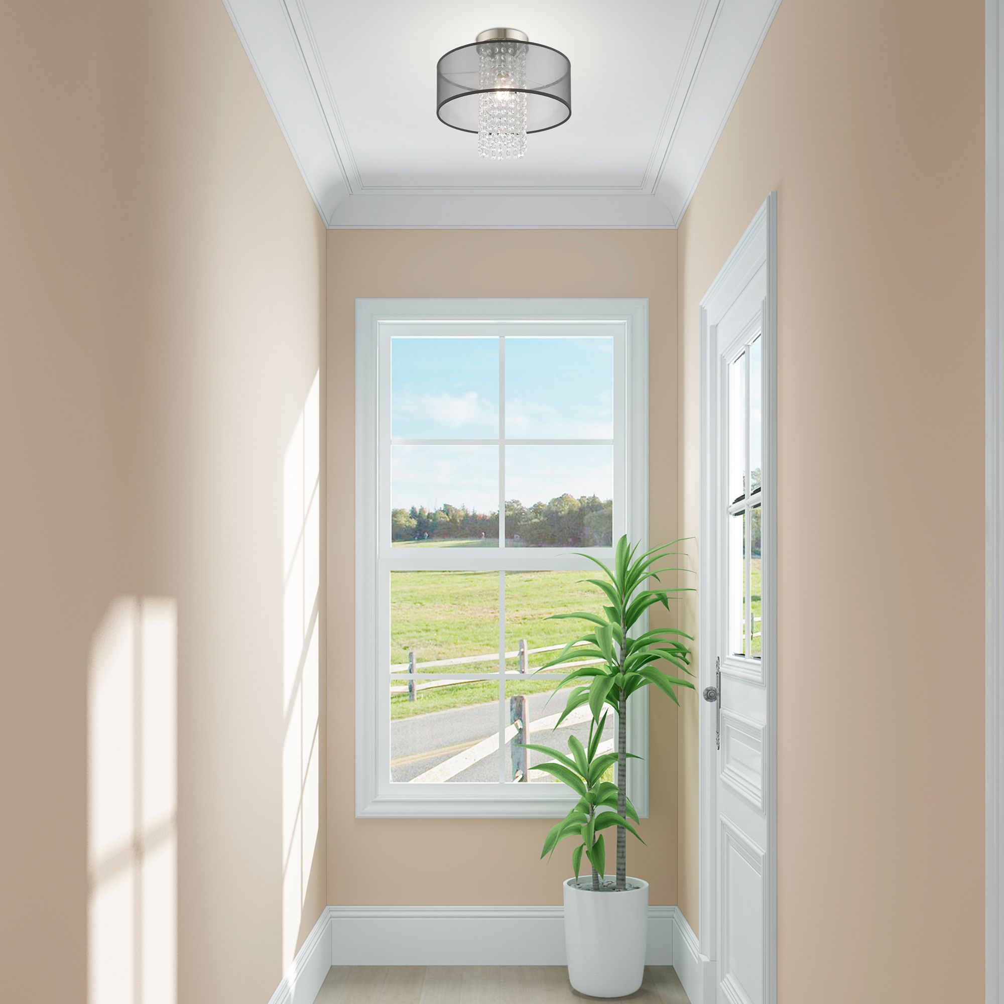 Bella Vista 1 Light Brushed Nickel Ceiling Mount