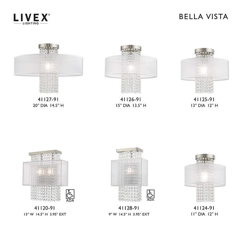 Image 3 Bella Vista 1 Light Brushed Nickel Ceiling Mount more views