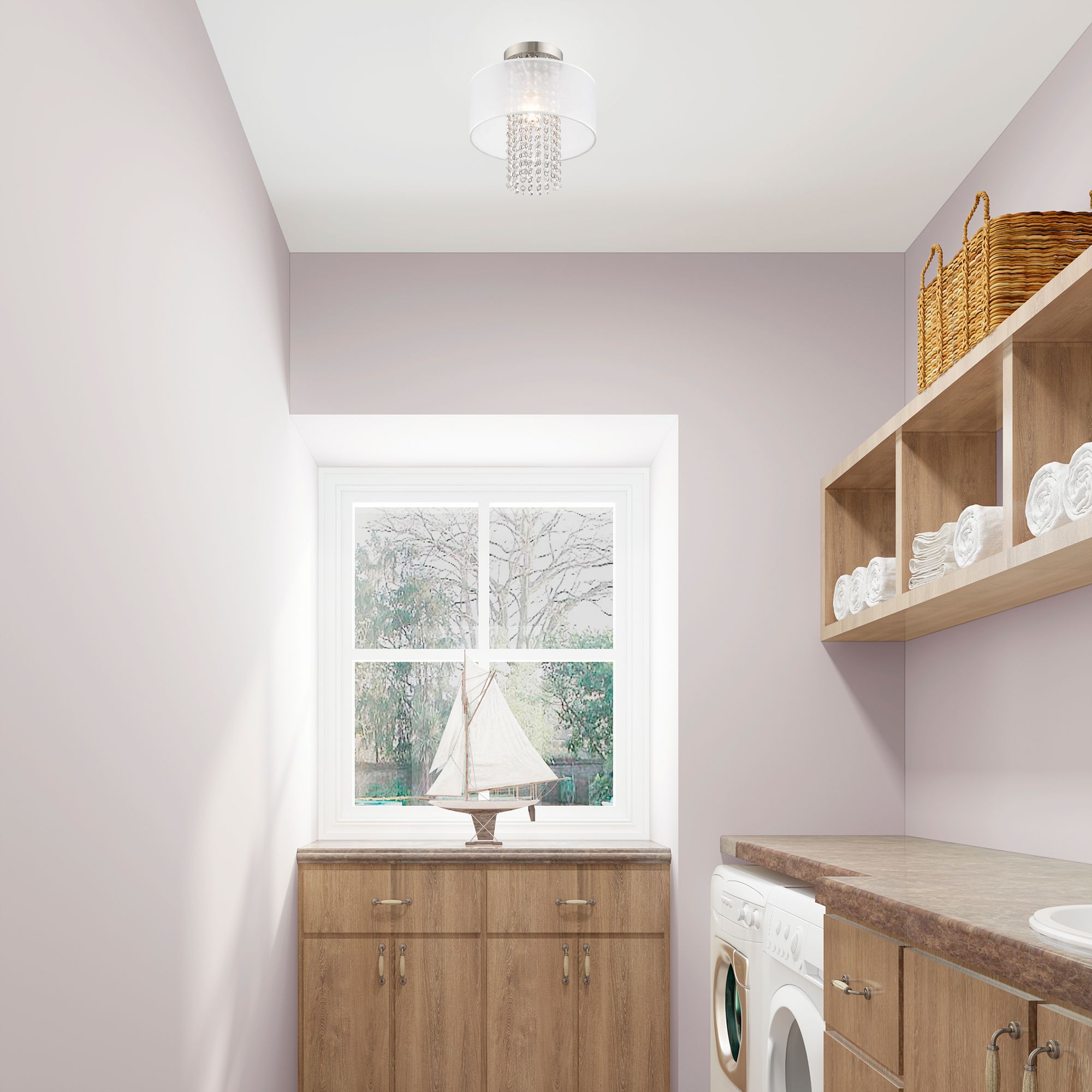 Bella Vista 1 Light Brushed Nickel Ceiling Mount