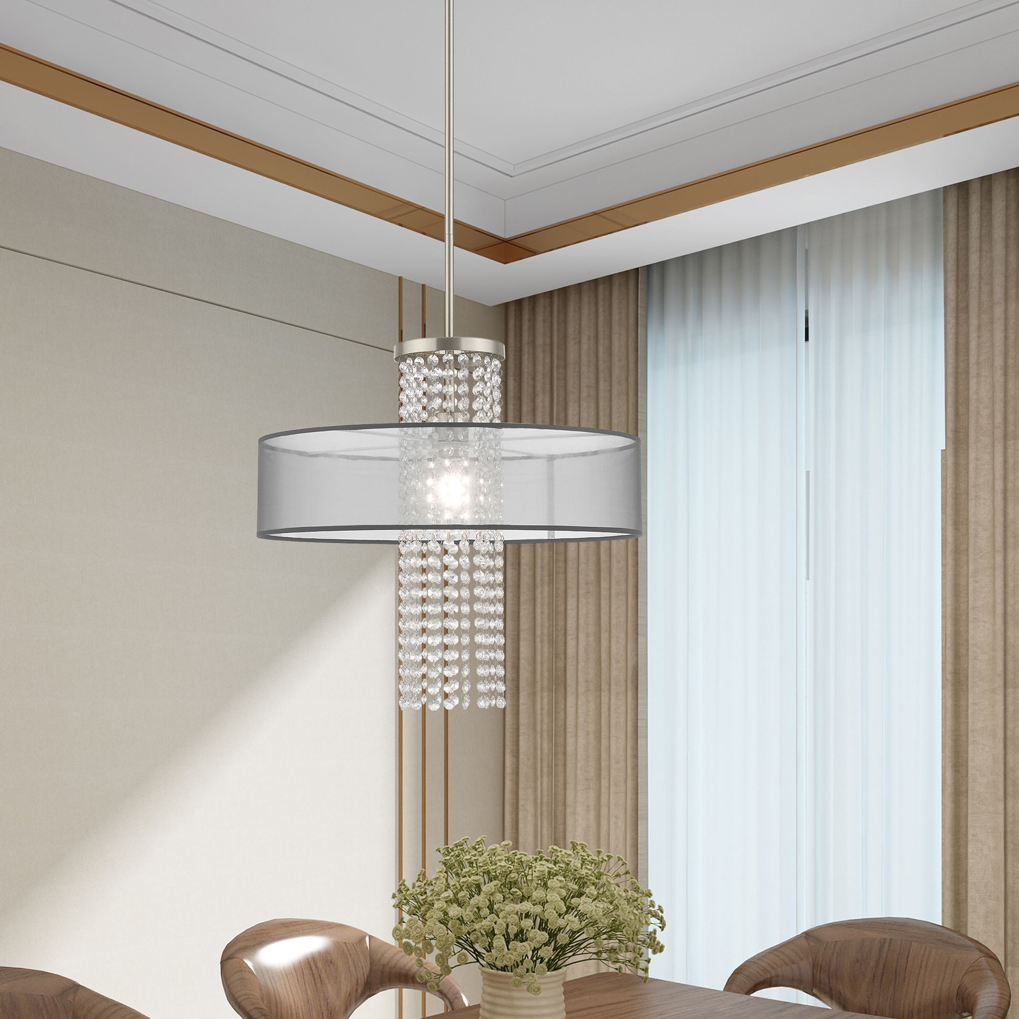 Bella Vista 1 Light Brushed Nickel Pendant Chandelier