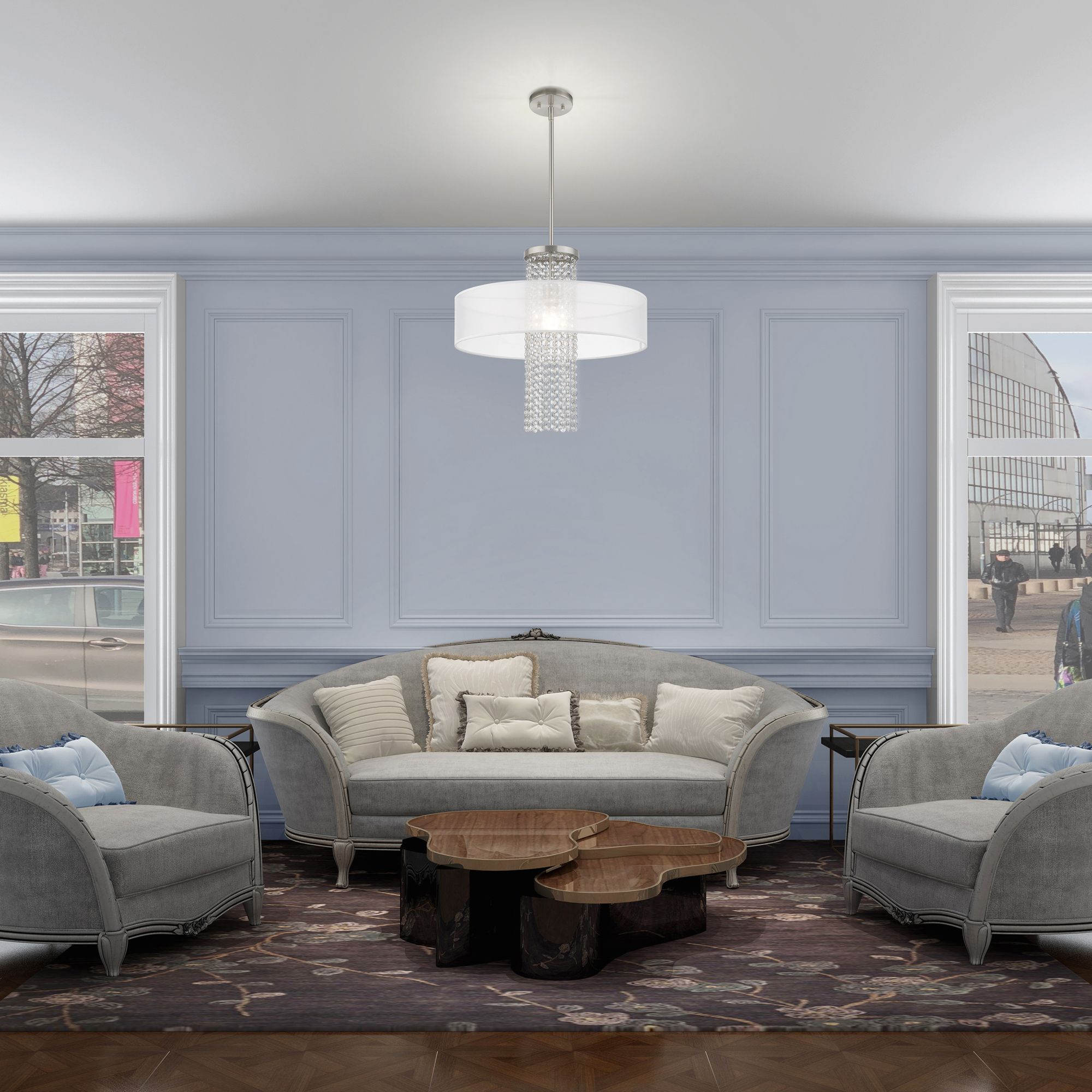 Bella Vista 1 Light Brushed Nickel Pendant Chandelier