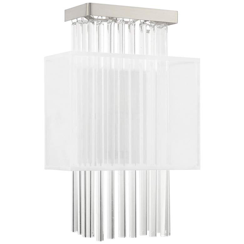 Image 3 Bella Vista 14 1/2 inch High Brushed Nickel Crystal Wall Sconce