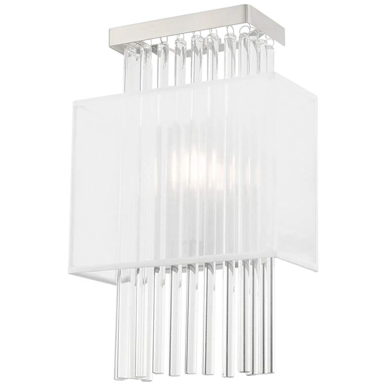 Image 5 Bella Vista 14 1/2 inch High Brushed Nickel Crystal Wall Sconce more views