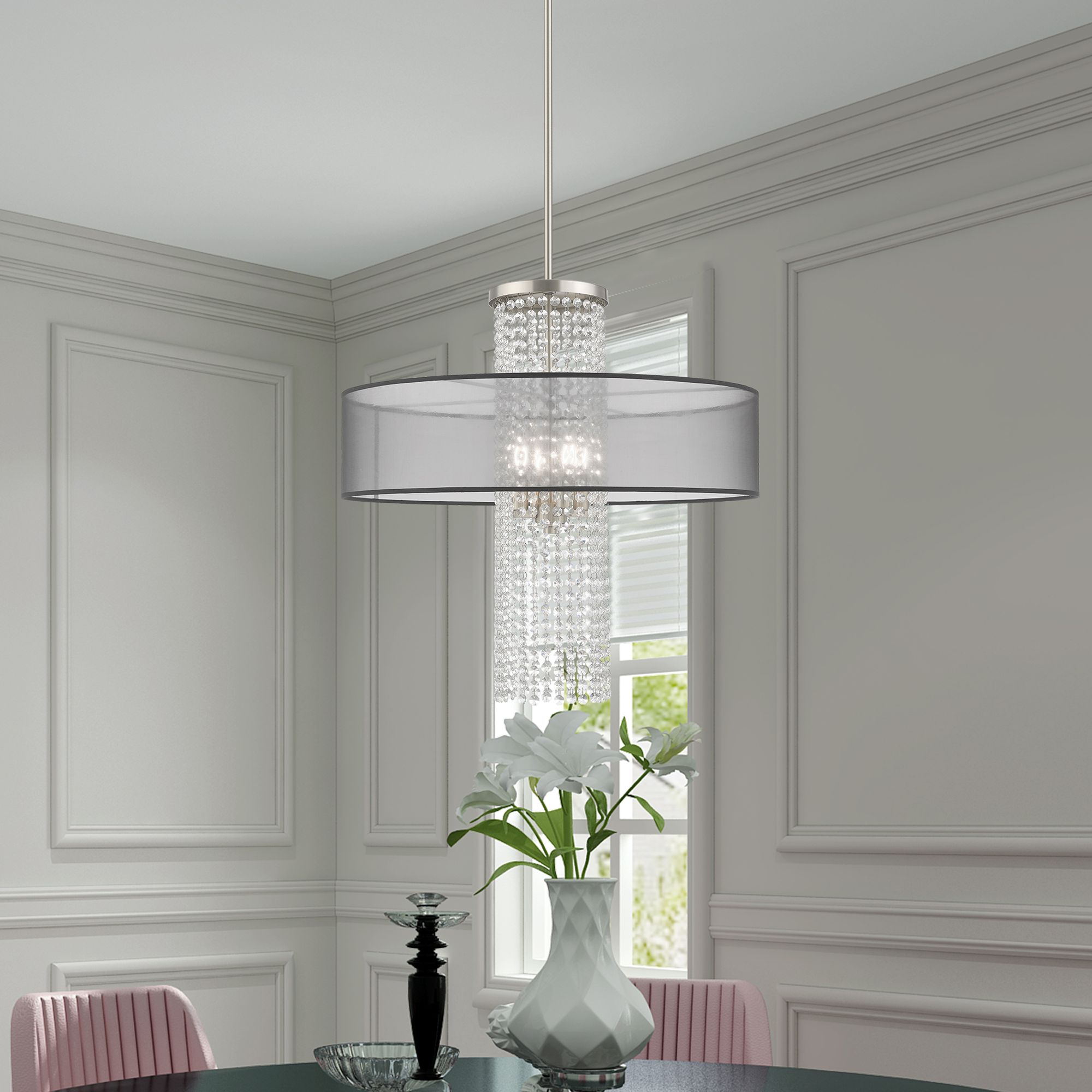 Bella Vista 4 Light Brushed Nickel Pendant Chandelier