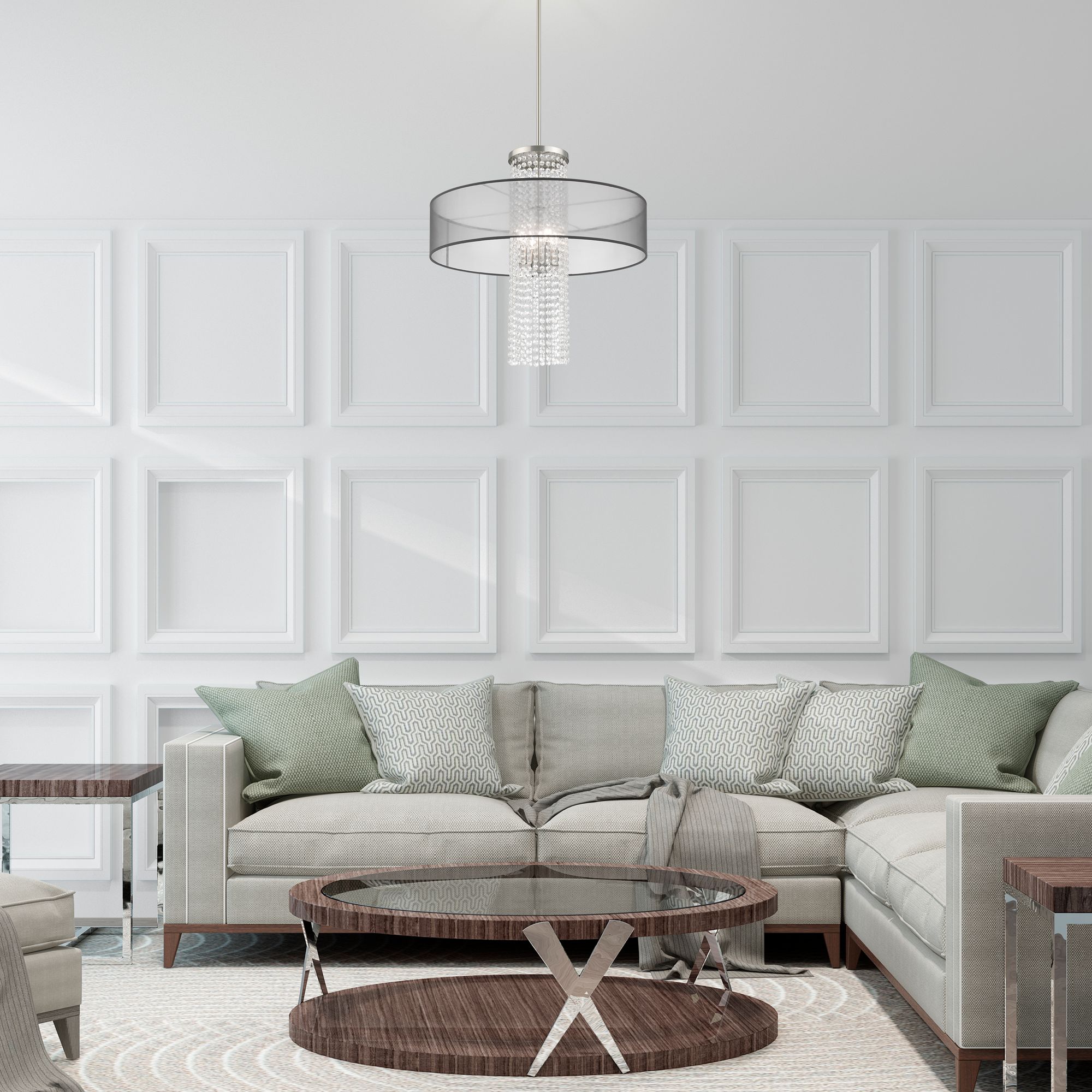 Bella Vista 4 Light Brushed Nickel Pendant Chandelier