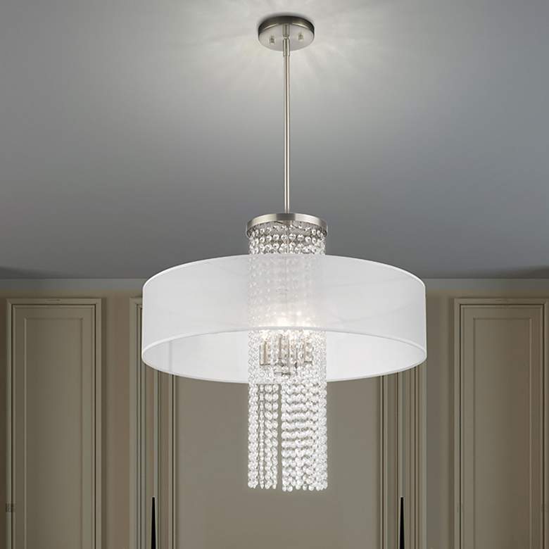 Image 1 Bella Vista 4 Light Brushed Nickel Pendant Chandelier