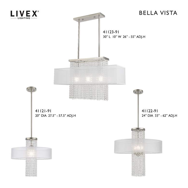 Image 3 Bella Vista 4 Light Brushed Nickel Pendant Chandelier more views