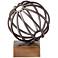 Bellac 8" High Bronze Metal Globe Figurine