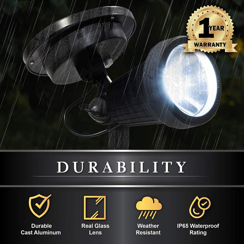 Image 5 Bellagio 10 3/4" High Black Solar Powered LED Landscape Spotlight more views