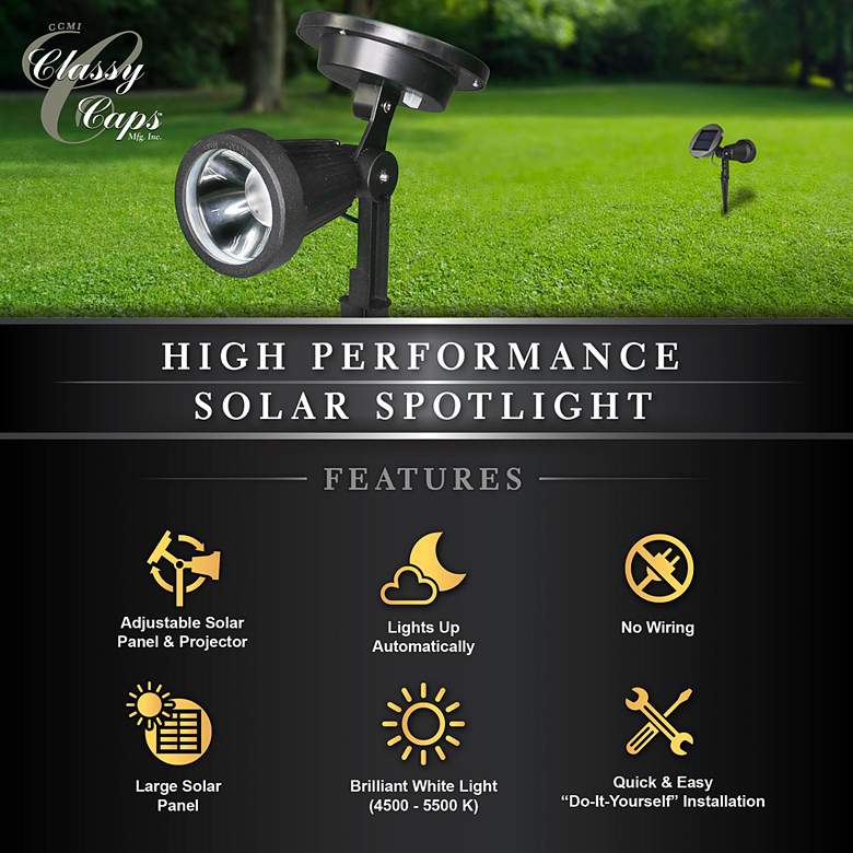 Image 6 Bellagio 10 3/4" High Black Solar Powered LED Landscape Spotlight more views