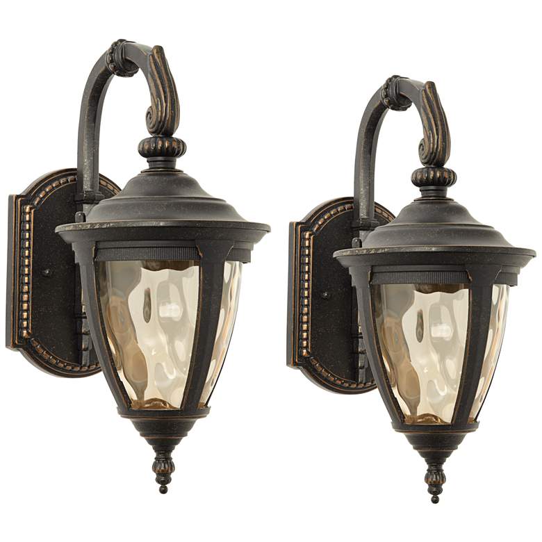 Image 2 Bellagio 13 1/2" High Bronze Downbridge Outdoor Wall Lights Set of 2