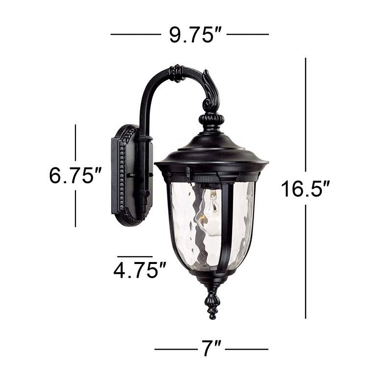 Image 6 Bellagio 16 1/2 inch High Black Traditional Downbridge Outdoor Wall Light more views