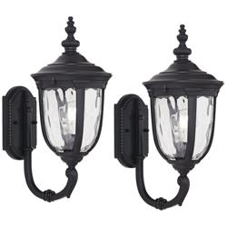 Bellagio 16 1/2" High Black Upbridge Arm Outdoor Wall Light Set of 2