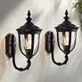 1_Bellagio 16 1/2" High Black Upbridge Arm Outdoor Wall Light Set of 2