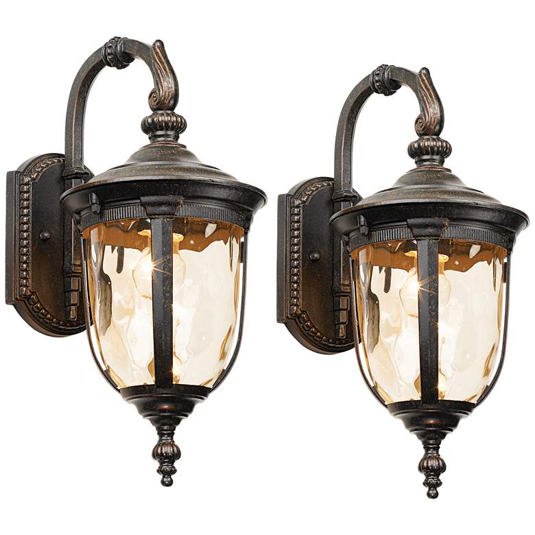 Image 2 Bellagio 16 1/2 inch High Bronze Downbridge Outdoor Wall Light Set of 2