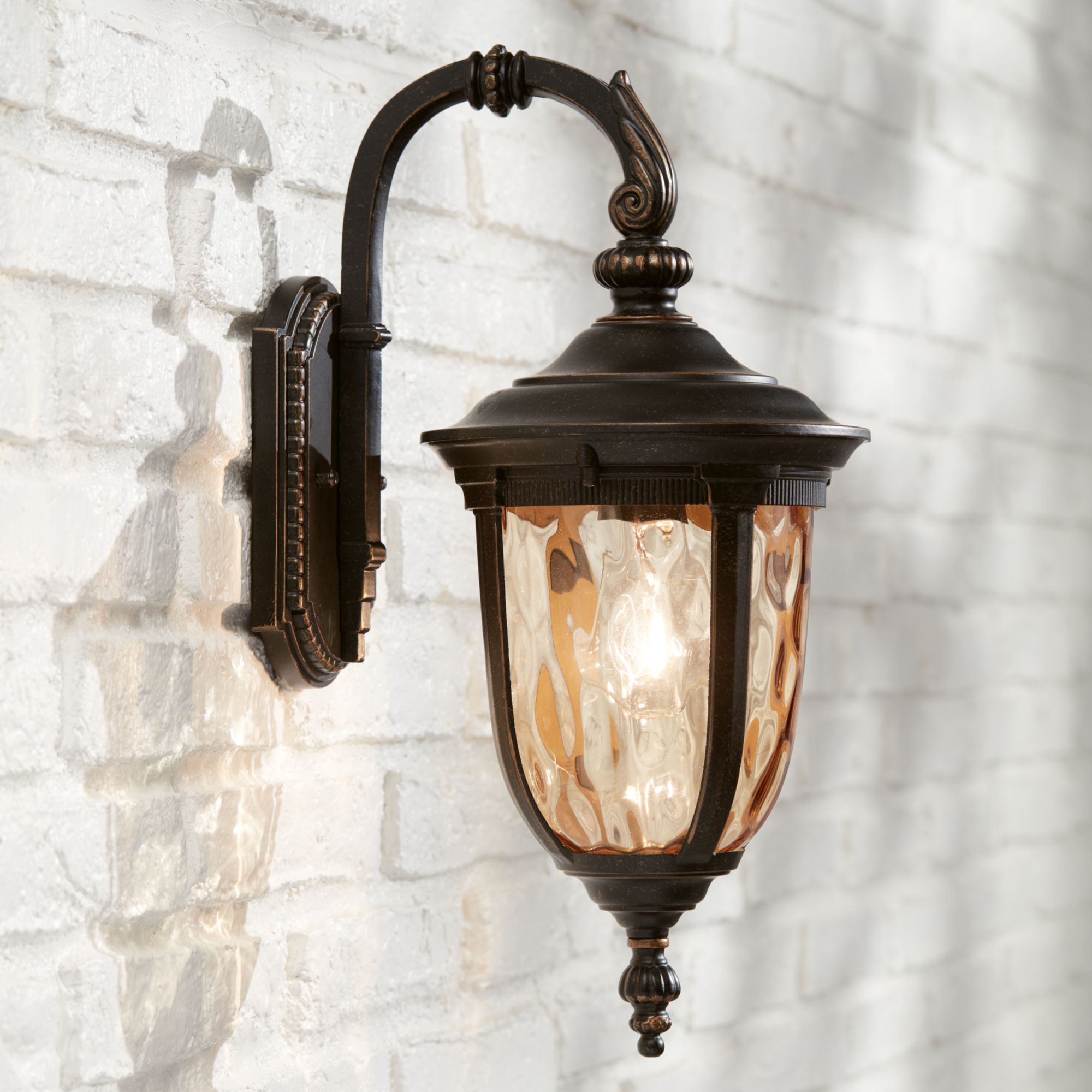 Bellagio 16 1/2" High Bronze Downbridge Outdoor Wall Light Set of 2