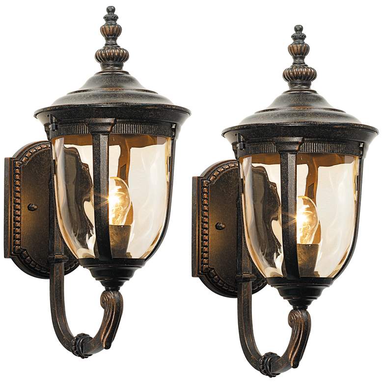 Image 1 Bellagio 16 1/2 inch High Bronze Upbridge Arm Outdoor Wall Light Set of 2