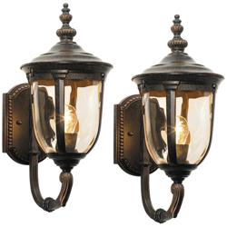 Bellagio 16 1/2" High Bronze Upbridge Arm Outdoor Wall Light Set of 2
