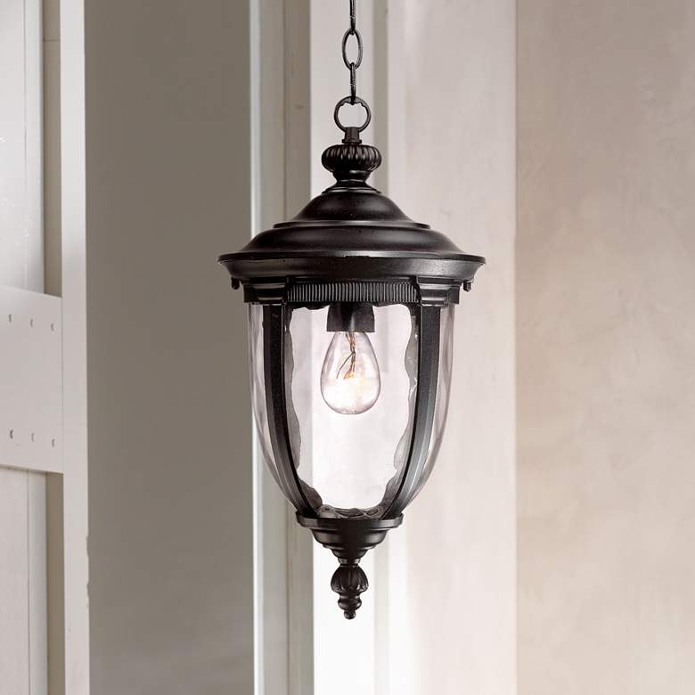 Bellagio 18&quot; High Texturized Black Traditional Outdoor Hanging Light