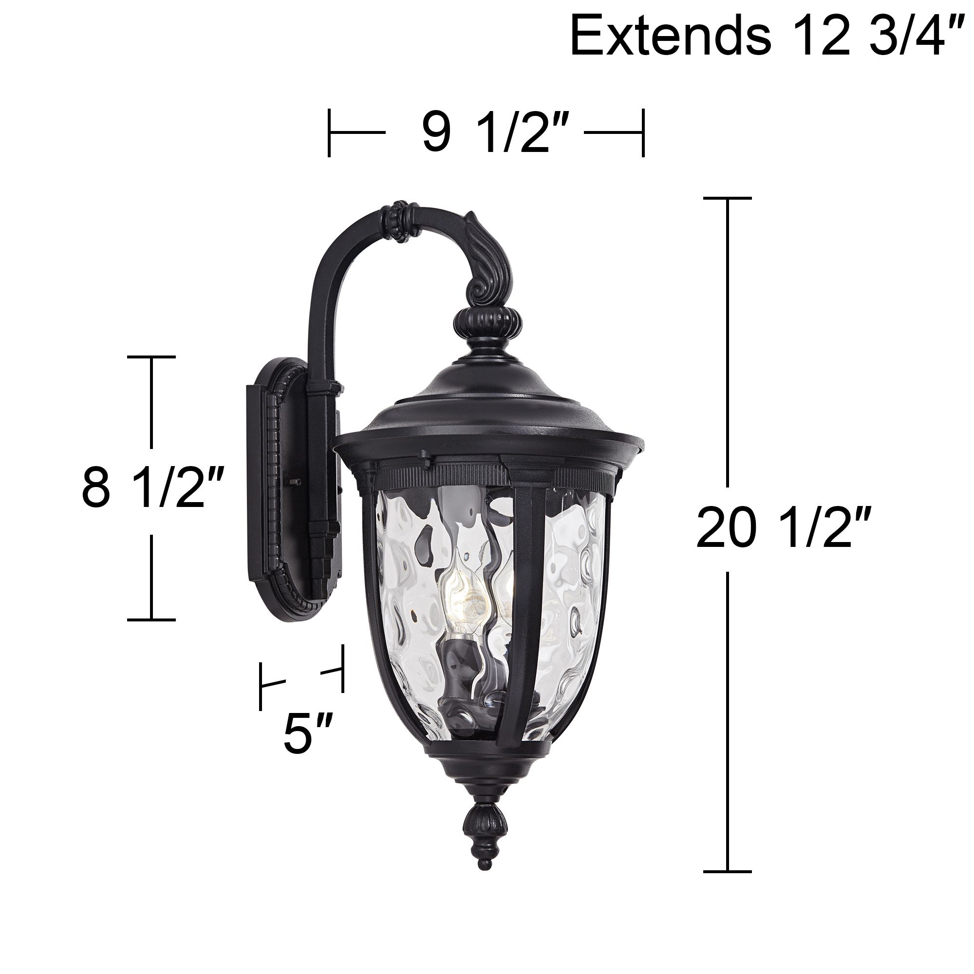 Bellagio 20 1/2" High Black Downbridge Outdoor Wall Light in scene