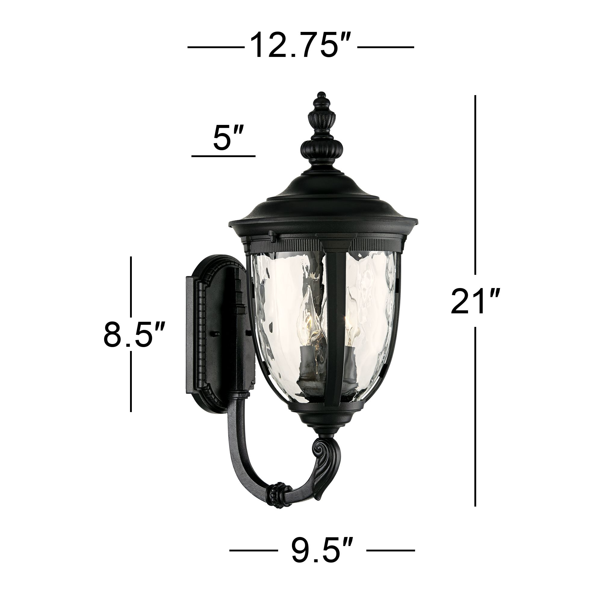 Bellagio 21" High Black Upbridge Outdoor Wall Light in scene