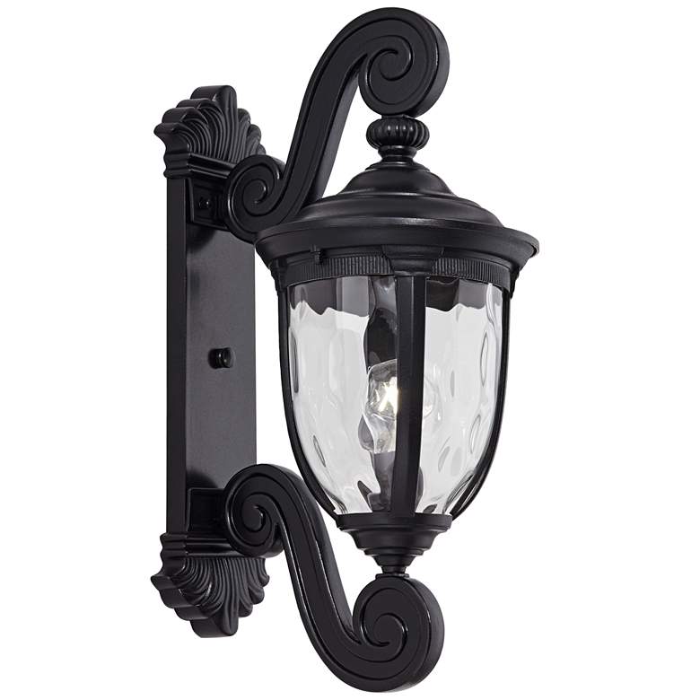 Image 2 Bellagio 24 inch High Black Dual Scroll Arm Outdoor Wall Light