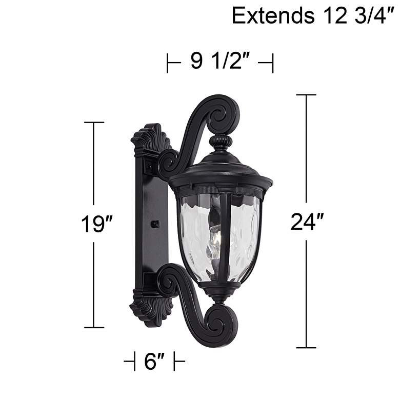 Image 7 Bellagio 24 inch High Black Dual Scroll Arm Outdoor Wall Light more views