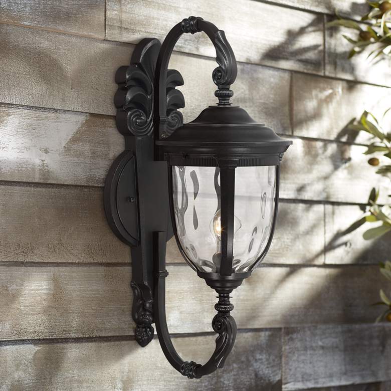 Image 1 Bellagio 26 inch High Matte Black Upbridge Outdoor Wall Light