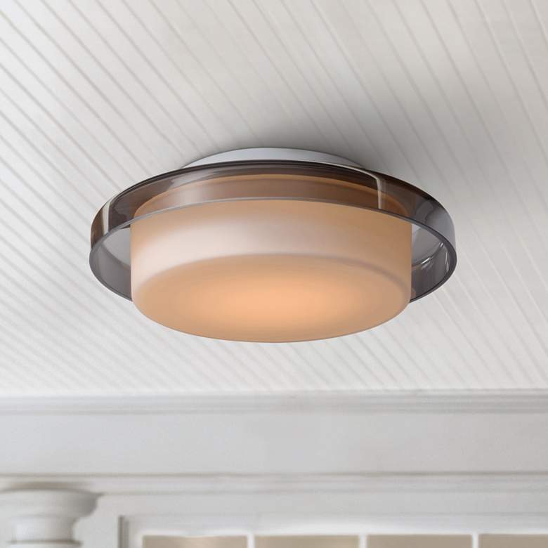 Image 1 Bellagio 8"W Smoked and Opal Glass Outdoor LED Ceiling Light